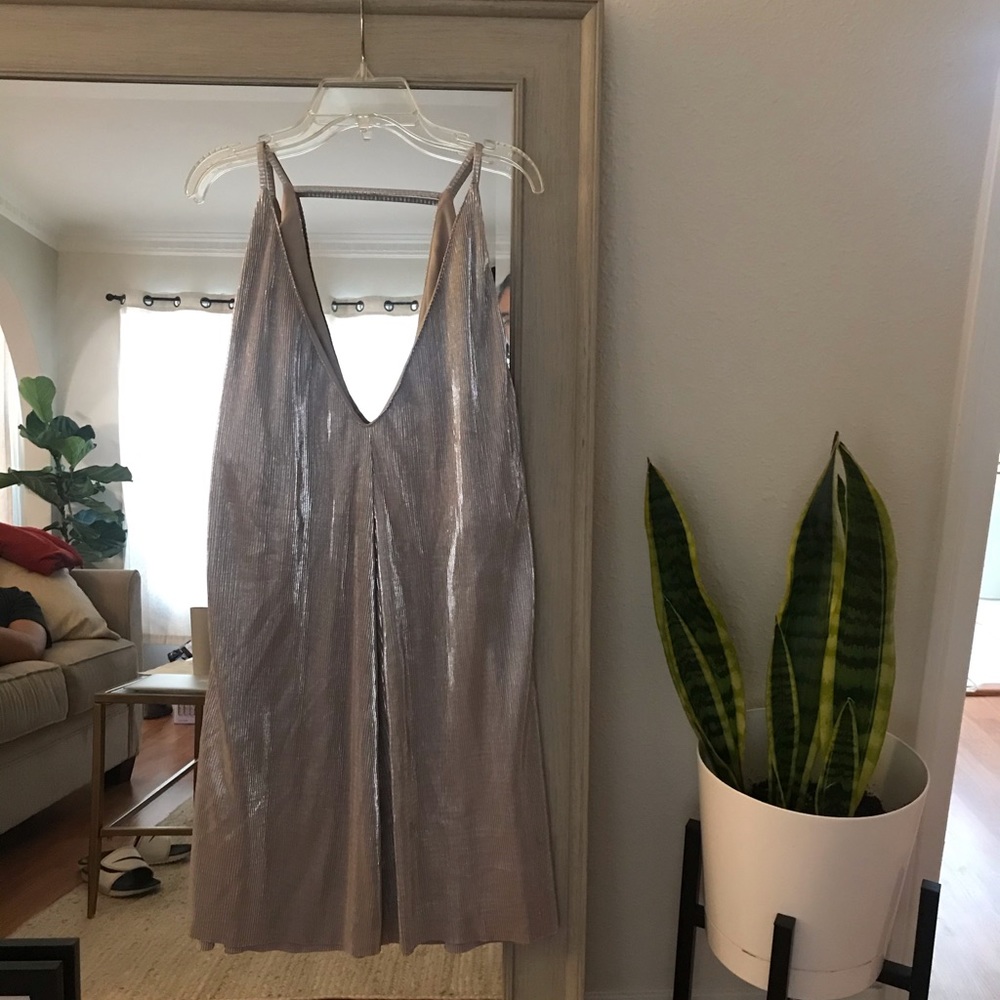 TOPSHOP silver metallic dress